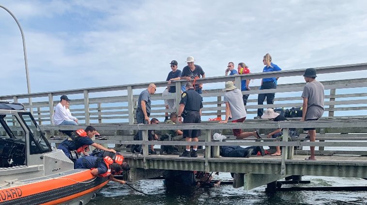 Three kayakers were rescued from the water at Captree State Park in Bay Shore.