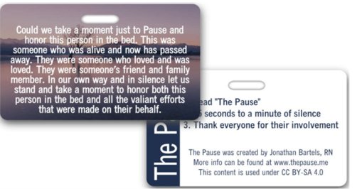 The Pause cards utilized by staff at South Shore University Hospital.