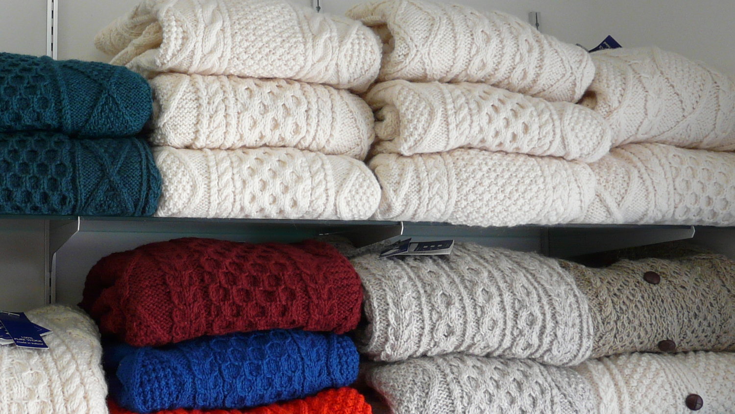 Some of the selection of sweaters at Little Shop of Shamrocks in Bay Shore.